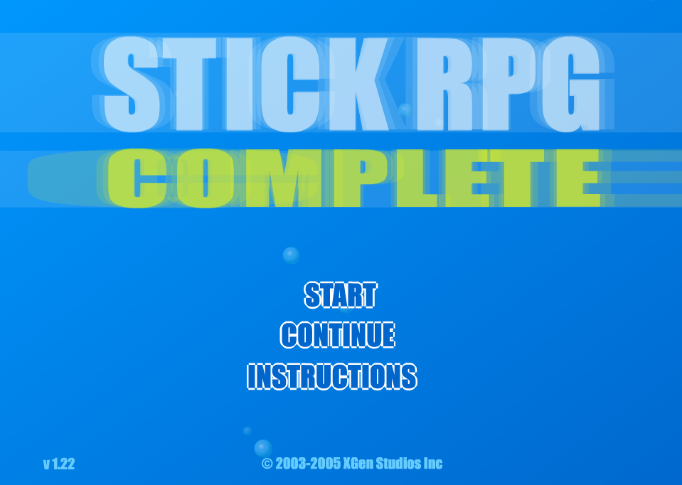 Stick RPG Complete - menu główne.